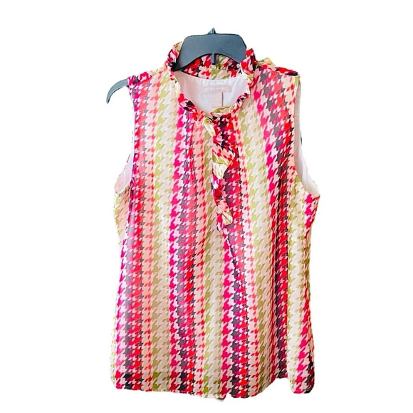 Banana Republic Factory women’s sleeveless ruffle blouse SZ L multicolored - Picture 1 of 10